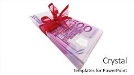  Presentation with anniversary - Cool new slide set with 5 anniversary business - gift of money stack backdrop and a white colored foreground