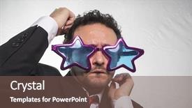  Presentation with champion - Beautiful PPT theme featuring 5 champion - famous businessman with glasses stars backdrop and a violet colored foreground