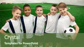  Presentation with football - Presentation design having 5 champion - happy football team of five background and a tawny brown colored foreground