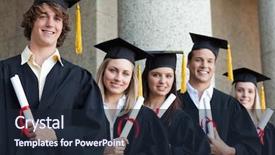  Presentation with students - PPT layouts enhanced with 5 columns - close-up of five graduates students background and a wine colored foreground