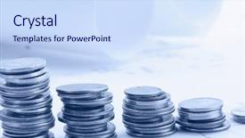  Presentation with piles - PPT theme with 5 columns - five coin piles background and a sky blue colored foreground