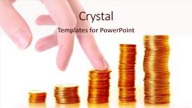  Presentation with steps - Presentation enhanced with 5 columns - grow steps up on gold background and a sky blue colored foreground