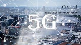  Presentation with smart city - PPT theme enhanced with 5 g and smart city skyscrapers in the background background and a light blue colored foreground