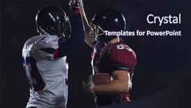  Presentation with football players field - Presentation theme enhanced with 5 gear - american football players giving high background and a wine colored foreground