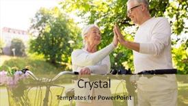  Presentation with old age - Slides featuring 5 gear - old age people and lifestyle background and a yellow colored foreground