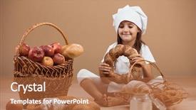  Presentation with old - PPT layouts with 5 loaves - 5 years old girl baker background and a red colored foreground
