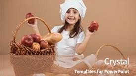  Presentation with old - Audience pleasing PPT theme consisting of 5 loaves - 5 years old girl baker backdrop and a coral colored foreground
