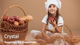  Presentation with old - PPT theme enhanced with 5 loaves - 5 years old girl baker background and a red colored foreground