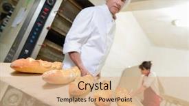  Presentation with five kinds of livestock - Slide set featuring 5 loaves - baker with five baguettes background and a  colored foreground