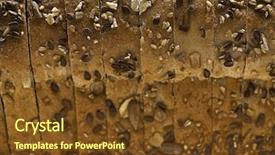  Presentation with daily bread - Audience pleasing theme consisting of 5 loaves - sliced bread close-up backdrop and a tawny brown colored foreground