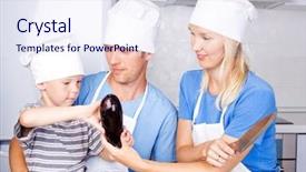  Presentation with old young - Beautiful slide deck featuring 5 loaves - young family father mother backdrop and a sky blue colored foreground