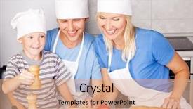  Presentation with old fashioned country kitchen - Slides with 5 loaves - young family father mother background and a coral colored foreground