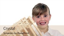  Presentation with happy young student girl holding - Audience pleasing presentation theme consisting of 5 loaves - young girl holding a bread backdrop and a  colored foreground