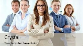  Presentation with female leader - Amazing slide set having angle shot of a baseball backdrop and a  colored foreground.