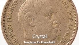  Presentation with spanish cuban cultural - PPT theme having 5 pesetas spanish coin isolated background and a coral colored foreground