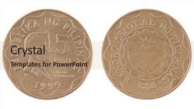  Presentation with philippine - Amazing PPT theme having 5 piso coin of philippines backdrop and a coral colored foreground