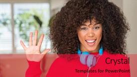  Presentation with african american families - Slides having 5 point - african american woman wearing headphones background and a red colored foreground