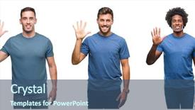  Presentation with african american men - Cool new slide deck with 5 point - collage of group of hispanic backdrop and a ocean colored foreground