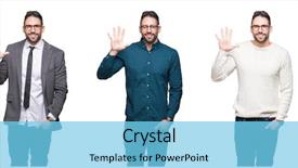  Presentation with collage - Slide set consisting of 5 point - collage of handsome business man background and a  colored foreground