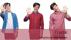  Presentation with collage - Presentation theme enhanced with 5 point - collage of young man background and a  colored foreground