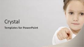  Presentation with finger - Colorful presentation enhanced with 5 point - five years girl pointing backdrop and a light gray colored foreground