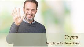  Presentation with number - Cool new slide deck with 5 point - handsome middle age senior man backdrop and a  colored foreground
