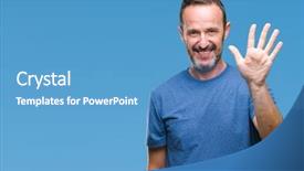  Presentation with number - PPT layouts enhanced with 5 point - middle age hoary senior man background and a teal colored foreground