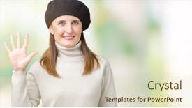  Presentation with number - Audience pleasing slide set consisting of 5 point - middle age mature woman wearing backdrop and a  colored foreground