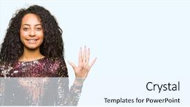  Presentation with curly hair - Presentation featuring 5 point - young beautiful girl with curly background and a  colored foreground