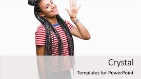  Presentation with hair - PPT theme with 5 point - young braided hair african american background and a white colored foreground
