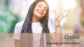  Presentation with african american families - Slide deck having 5 point - young braided hair african american background and a  colored foreground