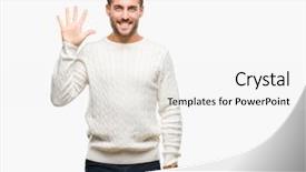  Presentation with winter - Beautiful PPT theme featuring 5 point - young handsome man wearing winter backdrop and a  colored foreground