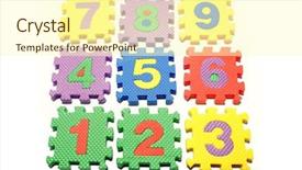  Presentation with learning - Theme consisting of 5 puzzle pieces - number learning blocks isolated background and a cream colored foreground