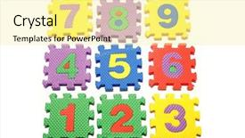  Presentation with learning - Audience pleasing slides consisting of 5 puzzle pieces - number learning blocks backdrop and a blonde colored foreground