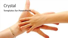  Presentation with old young - Presentation enhanced with 5 sens - big and small hands old background and a sky blue colored foreground