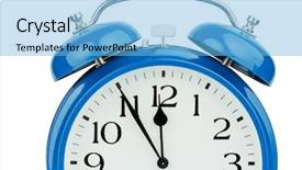  Presentation with alarm - PPT theme featuring 5 sens - blue alarm clock on white background and a light blue colored foreground