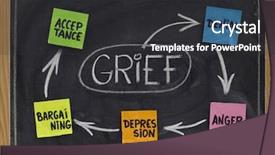  Presentation with chalk - Presentation theme featuring 5 stages of grief denial background and a dark gray colored foreground