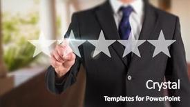  Presentation with businessman standing on mountain top - Colorful PPT theme enhanced with 5 star award - businessman standing and pointing backdrop and a dark gray colored foreground