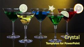  Presentation with alcoholic - Colorful slide set enhanced with 5 stars - alcoholic cocktails in martini glasses backdrop and a wine colored foreground
