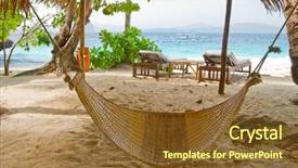 Presentation with waiting - PPT layouts featuring 5 stars - beach hammock waiting for you background and a tawny brown colored foreground