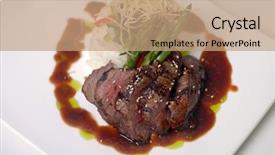  Presentation with five star - Cool new PPT theme with 5 stars - gourmet fillet mignon steak backdrop and a coral colored foreground