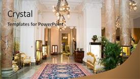  Presentation with nobody - Beautiful slides featuring 5 stars - interior of room nobody indoor backdrop and a soft green colored foreground