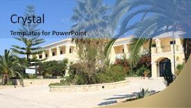  Presentation with luxury hotel - Presentation theme featuring 5 stars - luxury summer vacation hotel background and a light blue colored foreground