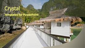  Presentation with luxury - Colorful presentation theme enhanced with 5 stars - luxury villas standing backdrop and a tawny brown colored foreground