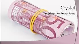  Presentation with value gold euro - PPT layouts enhanced with 5 thousand euro rolled up background and a white colored foreground