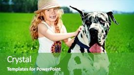  Presentation with meadow - Amazing PPT theme having 5 year - happy little girl with her backdrop and a shamrock green colored foreground