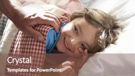  Presentation with young - Cool new slide deck with 5 year - parent waking young boy asleep backdrop and a  colored foreground