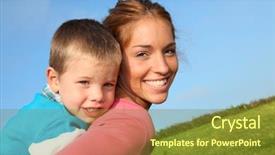  Presentation with ondes son - Slide set enhanced with 5 year - woman holding son on her background and a tawny brown colored foreground