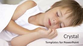  Presentation with sleeping mouse - PPT theme with 5 year - young boy sleeping in bed background and a lemonade colored foreground