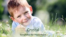  Presentation with old - Audience pleasing slide deck consisting of 5 years old child lying backdrop and a soft green colored foreground